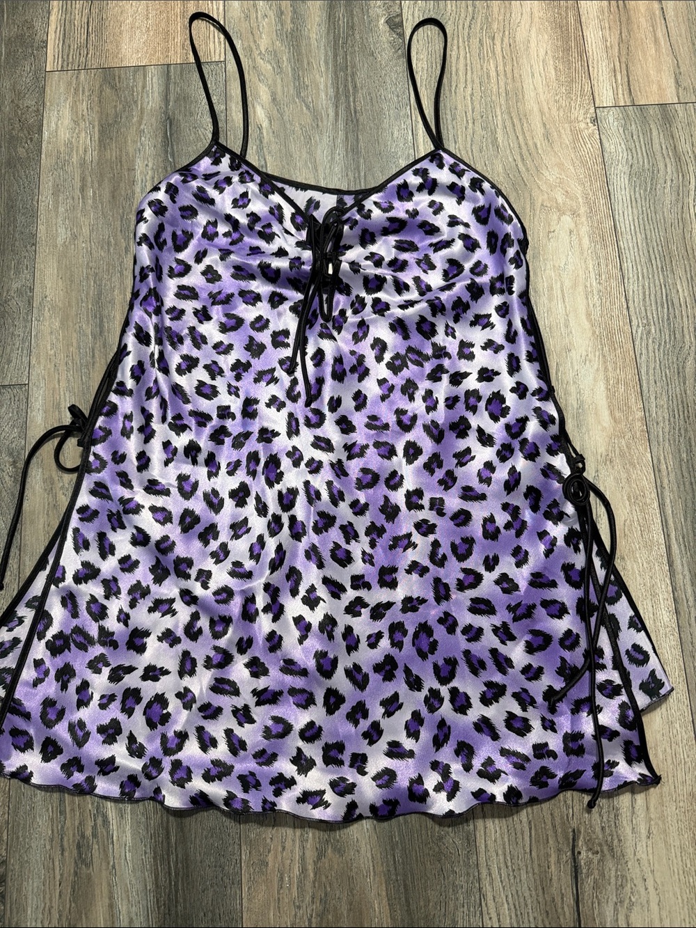 Shirley of Hollywood Lavender and Black Leopard  Slip